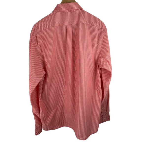 GAP Mens Size Large Fitted Red w/White Pinstripes Long Sleeve Button Up Shirt - Picture 4 of 7